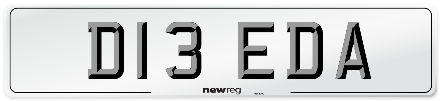 D13 EDA Number Plate from New Reg
